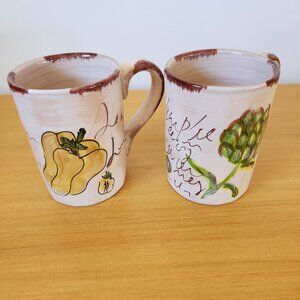 2 Tabletops Gallery Bon Appettito Mugs Handpainted